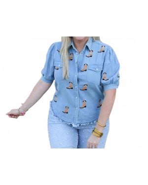 Layerz Clothing Bailey Boot Scootin' Bleachers Top - Blue