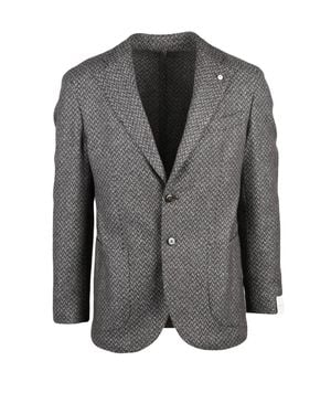 L.B.M. 1911 Herringbone Pattern Wool-Silk-Cashmere Jacket By L. B.M. 1911 - Gray
