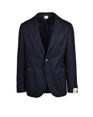 Luigi Borrelli Napoli Rounded Virgin Wool Jacket With Button Closure And Unlined Interior - Blue