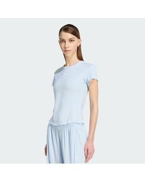 adidas Essentials Scalloped Edge Baby Tee - Blue