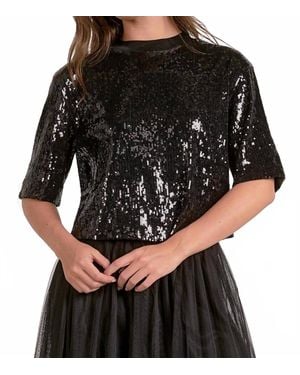 Elan Delilah Sequin Top - Black