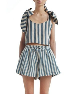 Encantadore Liana Stripes Shorts - Green