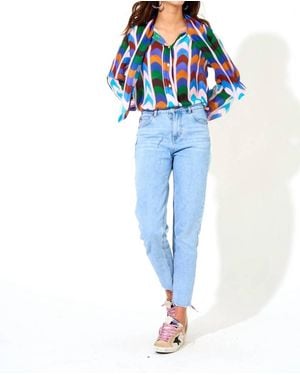 Oliphant Tie Neck Blouse - Blue