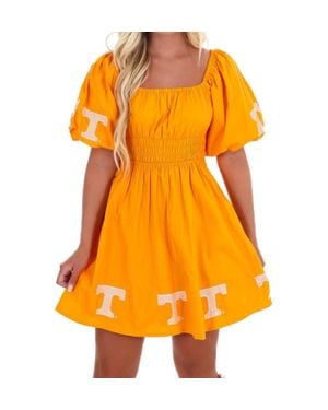 Stewart Simmons College Of Tennessee Puff Sleeve Mini Dress - Orange