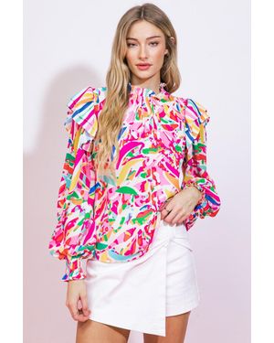 TRUEDAMES Graceful Impression Woven Top - Pink