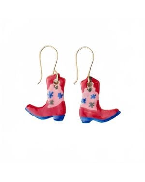 INK+ALLOY Danielle Cowgirl Boot Ceramic Earrings - Red
