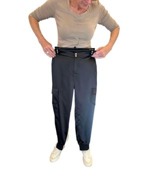 ecru Satin Cargo Pant - Blue