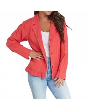 Elsie & Zoey Billie Lightweight Button Up Jean Jacket - Red