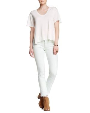 Rag & Bone Low Rise Distressed Fringe Hem Cropped Jeans - White
