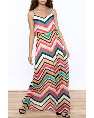 Umgee Chevron Print Maxi Dress - White