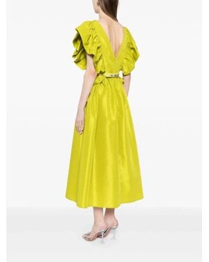 Saiid Kobeisy Taffeta Dress With Gathered Sleeves - Yellow