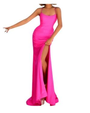 Clarisse High Slit Prom Dress - Pink