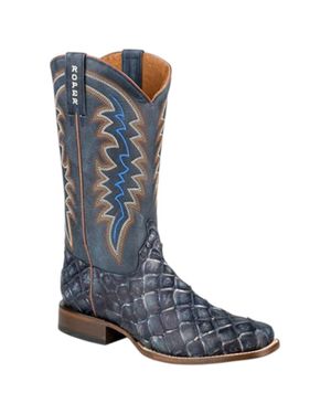 Roper Big Pirarucu Fish Embossed Leather Boot - Blue