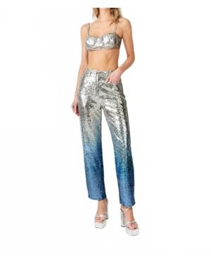 Amy Lynn High Shine Ombre Sequin Pants - Blue