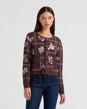 NVLT Patchwork Sweater Cardigan - Red
