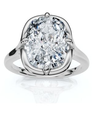 Pompeii3 Certified 3Ct Sylva Elongated Cushion Diamond Engagement Ring 14K Lab Grown - White