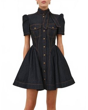 Zimmermann Denim Corset Mini Dress - Black