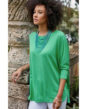 J.Jill Wearever Slub-Knit High-Low Hem Top - Green