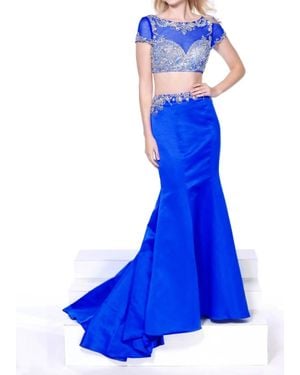 Nox Anabel 2 Piece Fit And Flare Rhinestones Dress - Blue