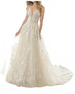 Mori Lee Ana Plunging Neckline Wedding Dress - White