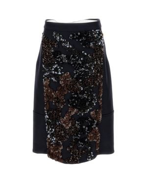 Plan C Embroidered Wool Blend Mini Skirt - Black