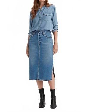 Levi's Side Slit Midi Skirt - Blue