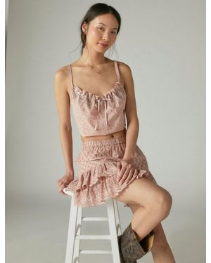 Lucky Brand Printed Tie Front Cami Matchback - Pink