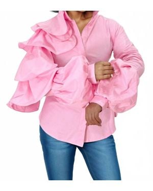 N by Nancy Long Sleeve Button Down Top - Pink