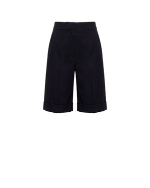 Saiid Kobeisy Cuffed Crepe Bermuda Shorts With Tailored Silhouette - Black