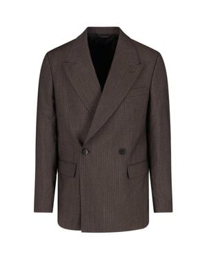 mfpen Pinstripe Double-Breasted Blazer - Gray