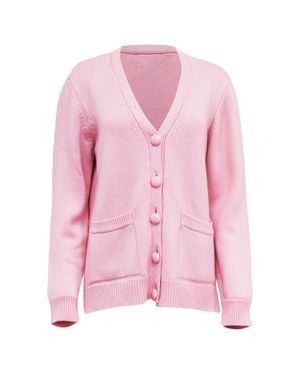 Ganni V-Neck Knit Cardigan - Pink