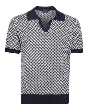 Drumohr Short Sleeve Geometric Cotton Polo - Black