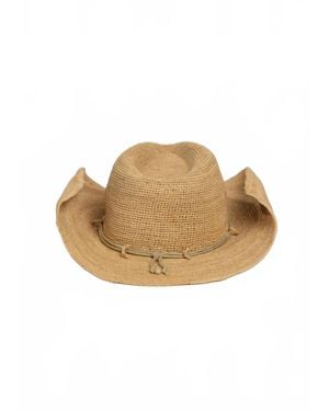 Hat Attack Raffia Crochet Cowboy Hat - Natural