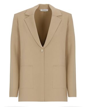 Kangra Viscose Single Breasted Blazer - Natural