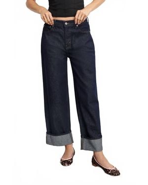GOOD AMERICAN Low Rise Baggy Cuffed Jeans - Blue