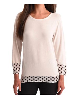 Angel Long Sleeve Polkadot Top - Gray