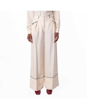 Bally Bone Wide-Leg Silk Pants - Natural