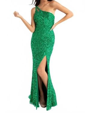 Primavera Asymmetrical Sequin Double Strap Dress - Green
