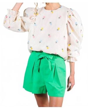 Vine & Love Spring Floral Blouse Top - Green