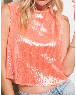 Blue B Sylvia Sequin Sleeveless Tank Top - Orange