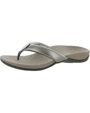 Vionic Lida Leather Slip On Thong Sandals - Gray