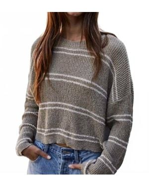 By Together Knit Polyester Double Striped Long Sleeve Top - Brown