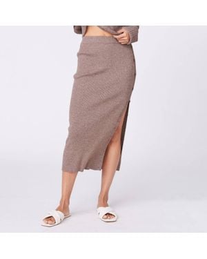 Monrow Rib Midi Skirt - Brown