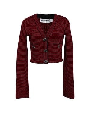 Self-Portrait Cropped Cardigan - Red