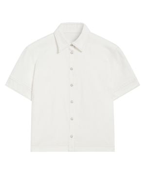Pence Laura Cropped Cotton Short-Sleeved Shirt - White