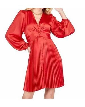 J joy Front Twisted Pleated Dress - Red