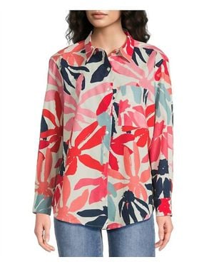 Apny Boyfriend Button Up Shirt - Red