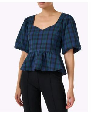 Sail To Sable Blackwatch Peplum Top - Blue