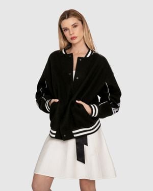 Belle & Bloom Hold Me Close Letterman Bomber - Black