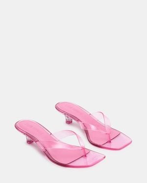 Steve Madden Tracie Sandals Jelly Square Toe Kitten Heel Zogg2584 - Pink